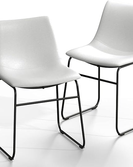 NicBex Retro Side Chair Dining Chair with Metal Legs for Kitchen, Living, Dining Room, Set of 2, (White Color) (A-GE17016-USSU014) - LeafyLoom