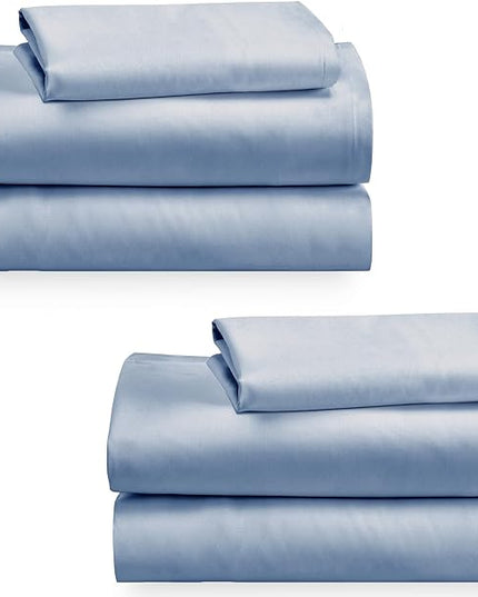 California Design Den 100% Cotton 2-Pack Twin Size Bed Sheets, Soft & Durable Twin Sheet Sets Cotton with Deep Pockets, Twin Sheet Set with Sateen Weave, Cooling Sheets (Blue Hydrangea) - LeafyLoom