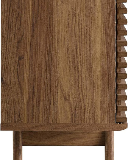 Modway Render 71" Mid-Century Modern Low Profile Media Console TV Stand, 71 Inch, Walnut - LeafyLoom