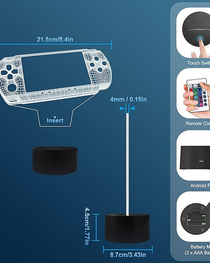Attivolife Gameped 3D Illusion Lamp, handheld Game Console Night Light with Remote Control + Timer 16 Color Change Lamps Kids Gamer Room Decor Plug in Cool Festival Birthday Gifts for Boys Men Child - LeafyLoom