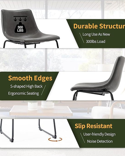 NicBex Retro Bar Stools Crazy-Horse Leather with Metal Legs Barstools, Lounge Kitchen Island Bar Stools, Set of 2, (Grey Color) (A-GE17023-USSU014) - LeafyLoom