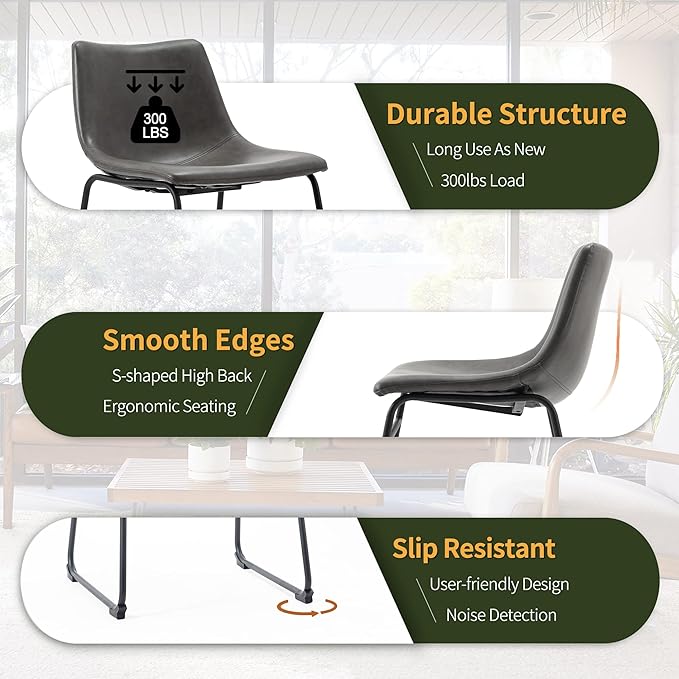 NicBex Retro Bar Stools Crazy-Horse Leather with Metal Legs Barstools, Lounge Kitchen Island Bar Stools, Set of 2, (Grey Color) (A-GE17023-USSU014) - LeafyLoom