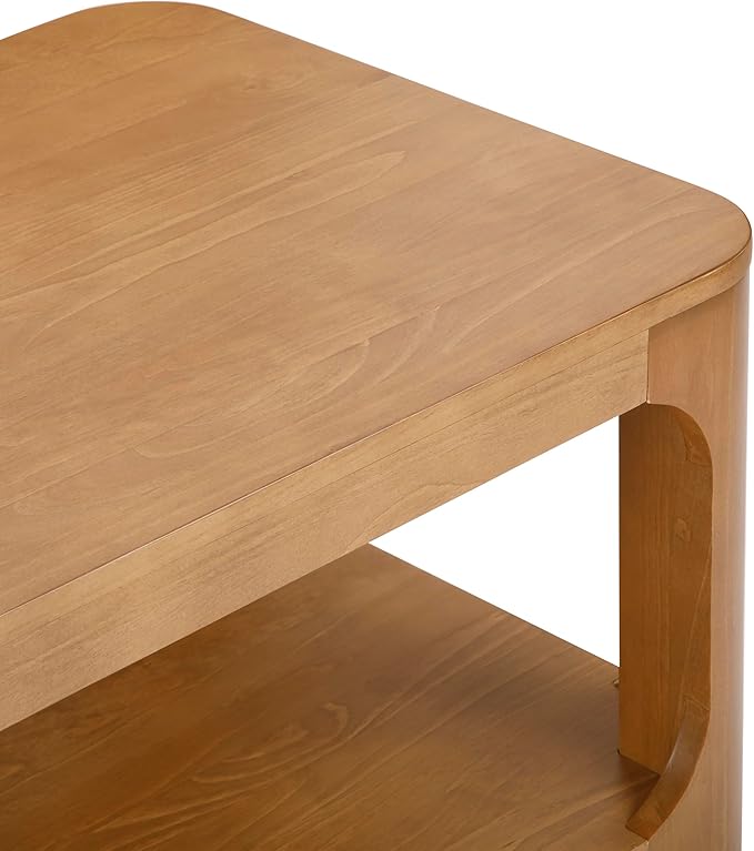 Plank+Beam Forma Coffee Table, Solid Wood 54 Inch Modern Coffee Table with Shelf, Contemporary Center Table with Storage Space, Rectangle Tea Table with Storage, Pecan - LeafyLoom