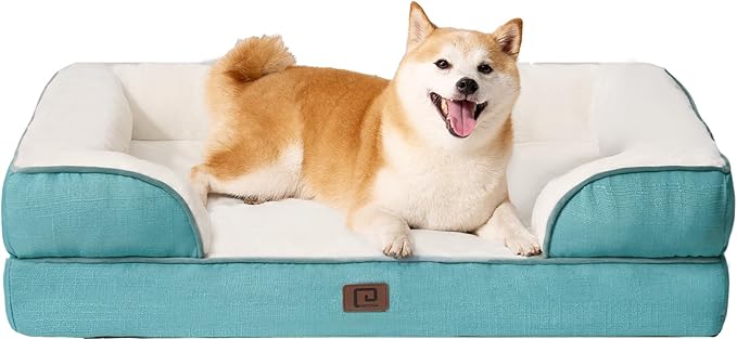 EHEYCIGA Orthopedic Dog Bed for Large Dogs, Waterproof Memory Foam, Turquoise Blue, 35"L x 22"W x 6.5"Th EHEYCIGA