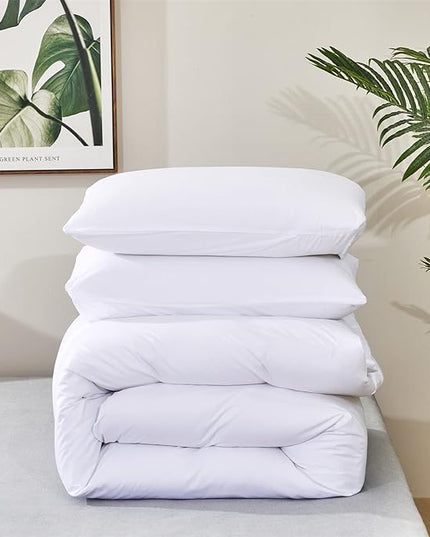 White Comforter King White King Beddig Soft 3 PCs Comforter Set 1 King Size Comforter(104x90 inches) with 2 Pillowcases (20x36 inches) - LeafyLoom