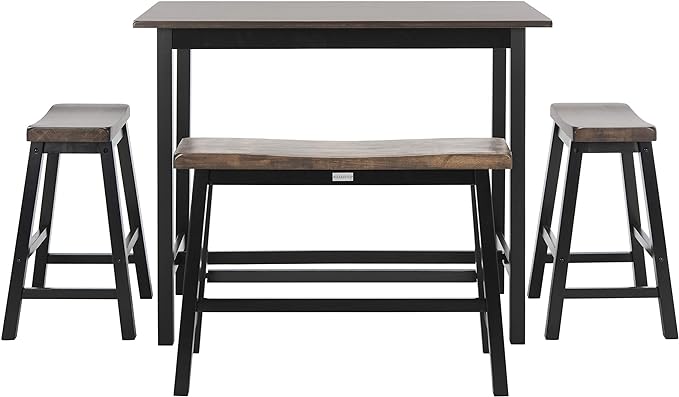 Safavieh Home Collection Haley 4Pc Pub Set, Black/Brown - LeafyLoom