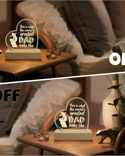 Wood LED Display Base with Acrylic Sheet, Dad Gifts from Daughter Son LED Acrylic Light Base Wood Display LED Stand - LeafyLoom