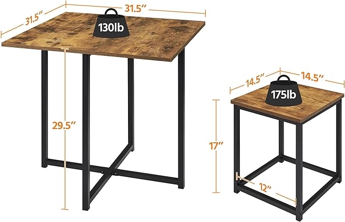 Yaheetech 5 Piece Dining Table & Chair Set - Compact Dining Table Sets Small Kitchen Table with 4 Stools for Dining Room Small Space -Rustic Brown - LeafyLoom