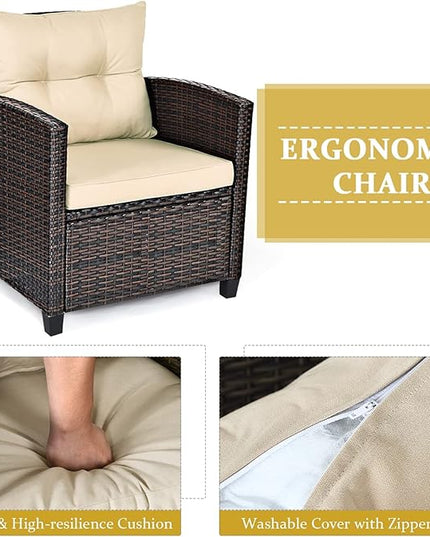 3 PCS Patio Furniture Set, Onesize, Beige - LeafyLoom