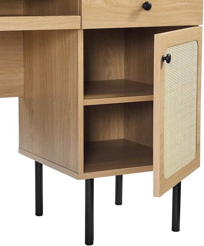 Modway Chaucer Modern Wood Grain Computer Office Desk, Oak - LeafyLoom