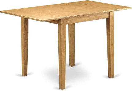 East West Furniture Norden 3 Piece Room Furniture Set Contains a Rectangle Kitchen Table with Dropleaf and 2 Linen Fabric Upholstered Dining Chairs, 30x48 Inch, Oak - LeafyLoom