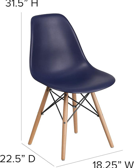 Flash Furniture 2 Pack Elon Series Navy Plastic Chair with Wooden Legsase - LeafyLoom