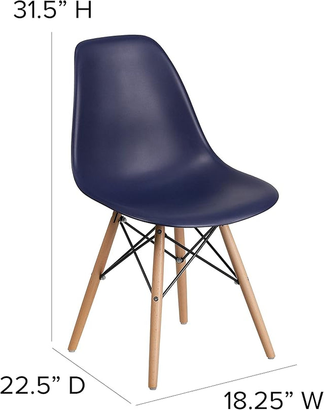 Flash Furniture 2 Pack Elon Series Navy Plastic Chair with Wooden Legsase - LeafyLoom