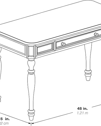 OSP Home Furnishings Country Meadows 48 Inch Writing Desk with Drawer, Plantation Grey - LeafyLoom