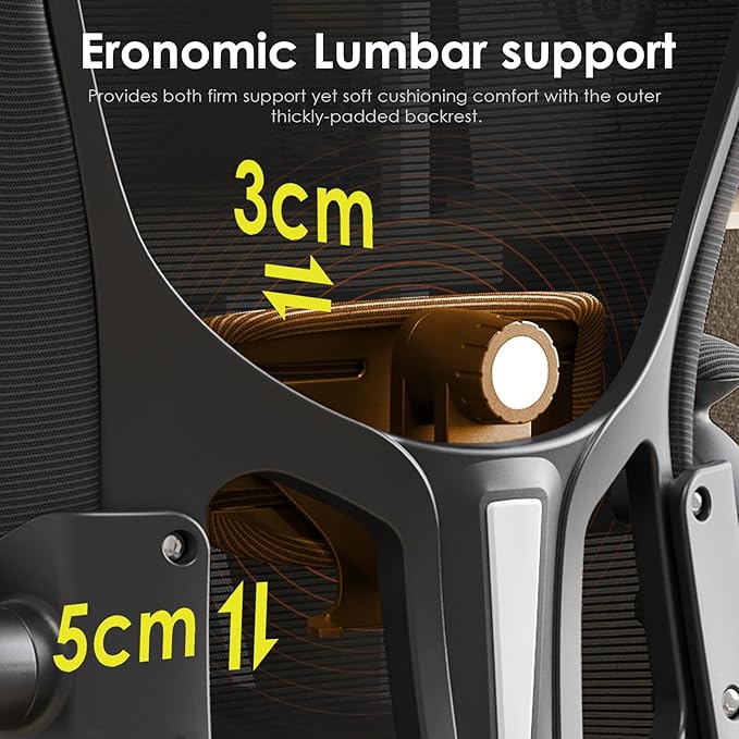 Home Office Chair with Lumbar Support, Ergonomic Design Desk Chair,Recline Feature,Height Adjustable,Space Saving,Black - LeafyLoom