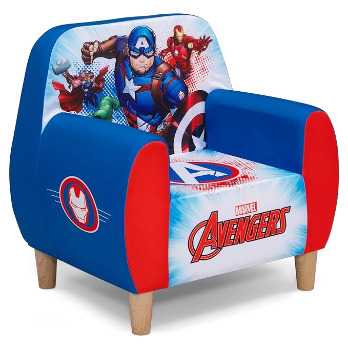 Delta Children Marvel Avengers Foam Chair for Kids, Blue - LeafyLoom