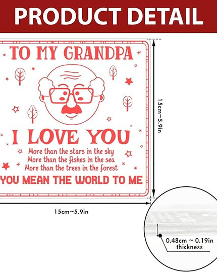 Grandpa Gifts from Grandchildren, to My Grandpa Night Light, Fathers Day Birthday Christmas Gifts for Grandfather, Lamp with Wooden Base for Men, Gifts Bedroom Décor - LeafyLoom