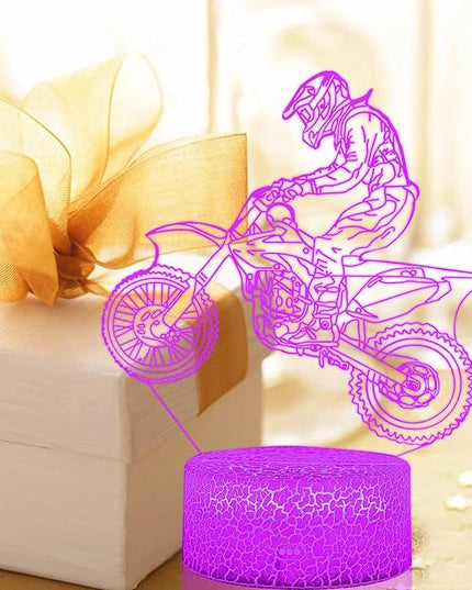 Motorbike Night Light,Motorcycle 3D Illusion Lamp with Remote Control&Smart Touch 16 Colors USB Cable Dirt Bike Gifts for Motocross Players Boys Teens - LeafyLoom