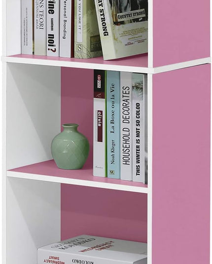 Furinno 5-Tier Reversible Color Open Shelf Bookcase , White/Pink 11055WH/PI - LeafyLoom