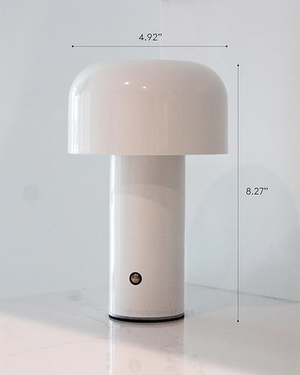 Monospace Mushroom Lamp | Minimalist Lamp (White) | Modern Metal Table Lamp | LED Bedside Lamp | 3 Color Settings - LeafyLoom