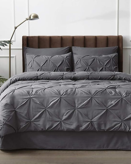 Bedsure Full Size Comforter Sets - Bedding Sets Full 7 Pieces, Bed in a Bag Dark Grey Bed Sets with Comforter, Sheets, Pillowcases & Shams, Adult & Kids Bedding - LeafyLoom