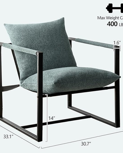 Wimarsbon Modern Accent Chair, Mid Century Sitting Chair with Sponge Cushion, Comfy and Sturdy Lounge Chair with Metal Leg for Bedroom, Living Room, Office,Easy Assembly (Linen - Aqua) - LeafyLoom