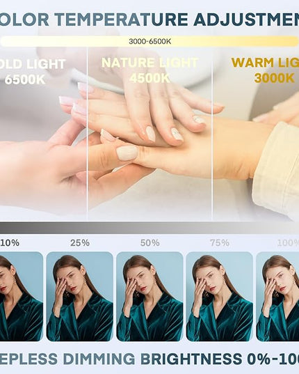 MYSWEETY Foldable Half Moon Light for Nail Desk, 29 Inch Led Nail Tech Desk Lamp, Half Moon Table Lamp with Phone Holder, 3000-6500K Esthetician Lash Light for Eyelash Extensions, Tattoo, Eyebrow - LeafyLoom