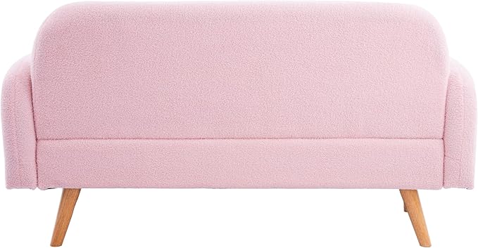 NicBex Sectional Couch Sofa with 3 Lumbar Pillows Teddy Velvet Cloud Couch for Living Room Furniture Sets with Wooden Legs, Modular Sofa for Living Room, Bedroom, Apartment,59.1" L, Pink - LeafyLoom