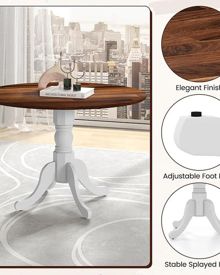 Round Dining Table, Walnut - LeafyLoom