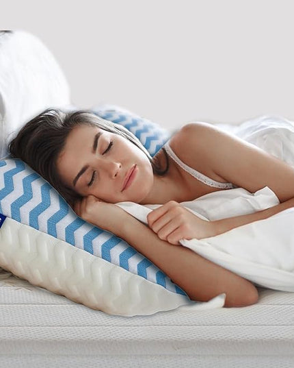 Pillows Queen Size Set of 2- Adjustable Firm Shredded Memory Foam Pillows - Side Sleeper Bed Pillows for Adults with Washable Cover and Bonus Foam Fill - LeafyLoom
