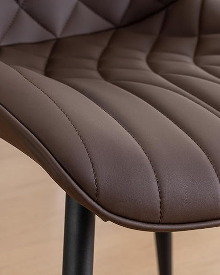 YOUNUOKE Dining Chairs Set of 2 Mid Century Modern Kitchen Chair Comfortable Upholstered Faux Leather Dinner Chairs for Kitchen Dining Room, Brown - LeafyLoom