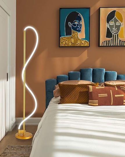 Modern LED Gold Floor Lamp, Flexible DIY Modeling Tall Standing Lamp, 35W/2700lm Ultra Bright White Light Corner Floor lamp for Bedroom, Living Room, Office - LeafyLoom