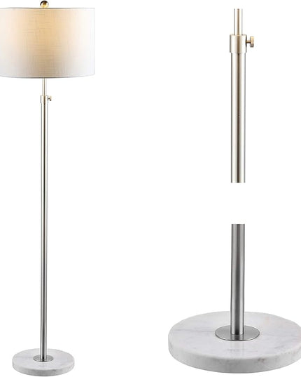 JONATHAN Y JYL3022C June 65" Adjustable Metal/Marble LED Floor Lamp, Modern, Contemporary, Elegant, Glam, Office, Living Room, Family Room, Dining Room, Bedroom, Hallway, Foyer, Chrome - LeafyLoom