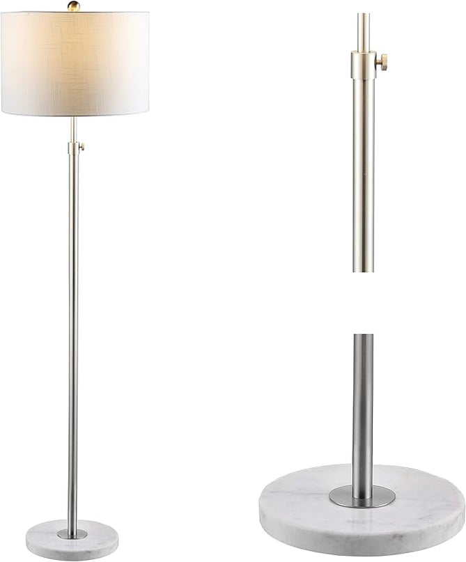 JONATHAN Y JYL3022C June 65" Adjustable Metal/Marble LED Floor Lamp, Modern, Contemporary, Elegant, Glam, Office, Living Room, Family Room, Dining Room, Bedroom, Hallway, Foyer, Chrome - LeafyLoom