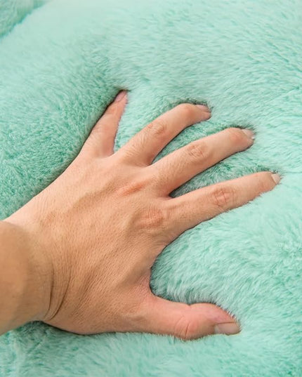 Aimuan Reading Pillow Bed Rest Pillow with Arms Rabbit Fur Cushion for Adults Teens Incline Rest Sitting up & Sleeping Snoring Pillow with Pregnancy Lumbar Back Support (Standard, Green) - LeafyLoom