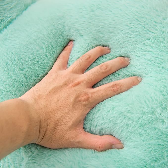 Aimuan Reading Pillow Bed Rest Pillow with Arms Rabbit Fur Cushion for Adults Teens Incline Rest Sitting up & Sleeping Snoring Pillow with Pregnancy Lumbar Back Support (Standard, Green) - LeafyLoom