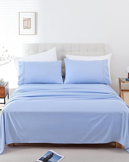 Whitney Home Textile Queen Sheet Set - 4 Piece Soft Breathable Bed Sheets for Queen Size Bed, Deep Pocket Lxuury Brushed Sheets, Hotel Bedding Sheets and Pillowcases, Wrinkle Free Oeko-Tex Sheets - LeafyLoom