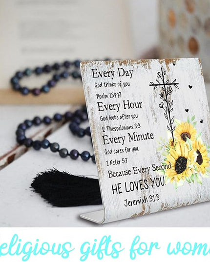Christian Office Decor for Women Desk Inspirational Gifts with Prayers Religious Scripture Birthday Gifts for Her, Mom, Sister, Coworker Men, Friends Valentines Motivational Catholic Gifts XUV04 - LeafyLoom