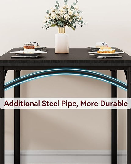 Kitchen Table and Chairs for 4, Dining Table Set for 4 with Upholstered Chairs, 5 Piece Rectangular Kitchen Table Set, Dining Room Table Set for Small Space, Apartment, Rustic Black - LeafyLoom