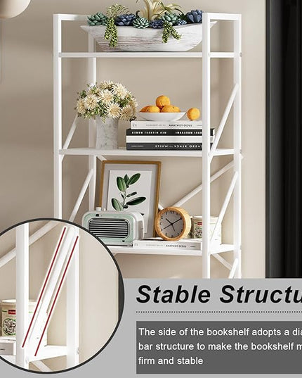 5 Tiers Bookshelf, Tall Bookcase,Classically Modern White Bookshelf Storage Organizer, Industrial Book Storage Rack,Open Shelving Wood Large Modern Bookshelf for Living Room/Bedroom/Home/Office, White - LeafyLoom