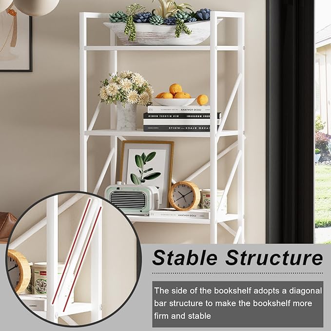 5 Tiers Bookshelf, Tall Bookcase,Classically Modern White Bookshelf Storage Organizer, Industrial Book Storage Rack,Open Shelving Wood Large Modern Bookshelf for Living Room/Bedroom/Home/Office, White - LeafyLoom