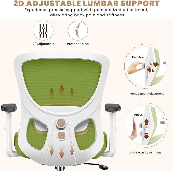 Office Chair Ergonomic Desk Chair with Adjustable Lumbar Support, Swivel Comfy Computer Chair Heavy Duty Executive Chair for Home Office - LeafyLoom