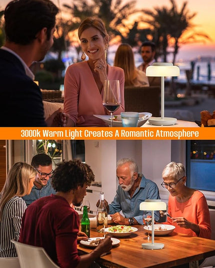 QiMH Battery Operated LED Table Lamp, 5000mAh Cordless Desk Lamp with 3 Level Brightness Touch Control, Mini Rechargeable Night Light for living room, Bedroom, outdoor bar (White) - LeafyLoom
