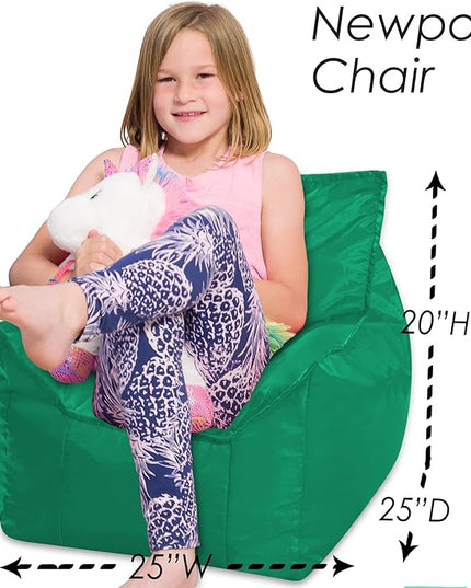 Posh Creations Structured Comfy Bean Bag Chair for Gaming, Reading, and Watching TV, Newport Chair, Microsuede - Tide Pool - LeafyLoom