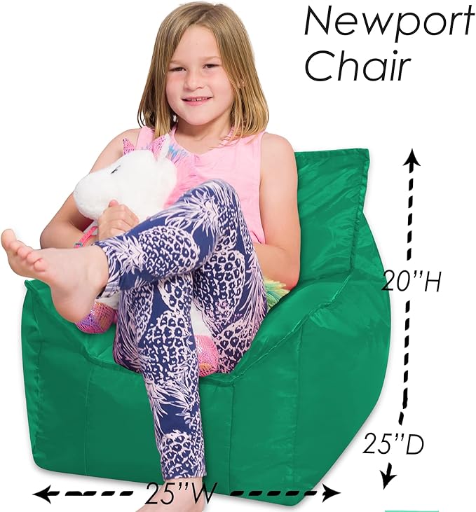 Posh Creations Structured Comfy Bean Bag Chair for Gaming, Reading, and Watching TV, Newport Chair, Microsuede - Tide Pool - LeafyLoom