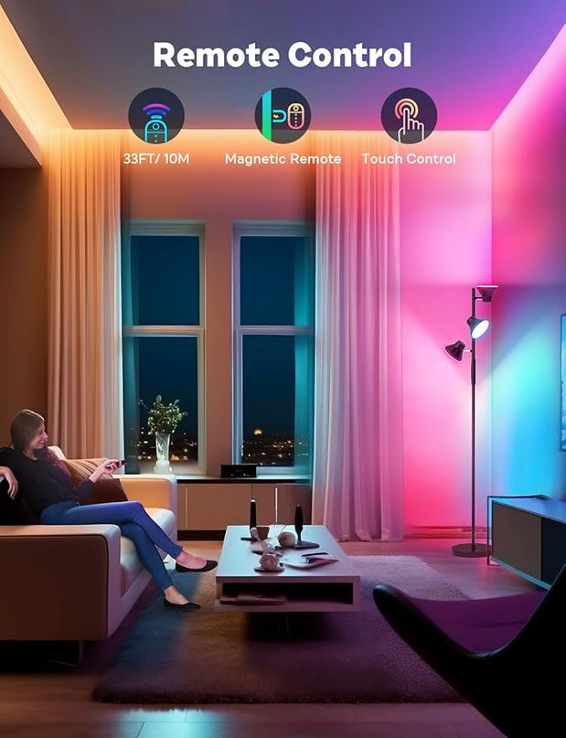 RGBCW Floor Lamp, 36W Bright Color Changing Lamp, Modern Stepless Dimmable LED RGB Floor Lamp with Remote & Touch Control, Standing Lamp for Living Room, Game Room, Bedroom - LeafyLoom