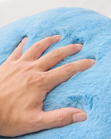 A Nice Night Faux Fur Reading Pillow Bed Wedge Large Adult Children Backrest with Arms Back Support for Sitting Up in Bed/Couch for Bedrest,BabyBlue - LeafyLoom