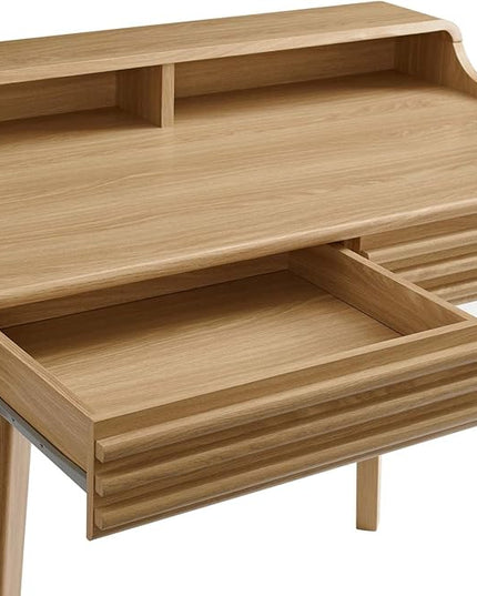 Modway Render Mid-Century Modern Office, Writing Desk, Oak - LeafyLoom