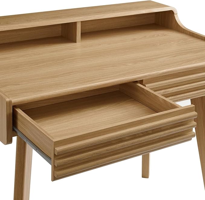 Modway Render Mid-Century Modern Office, Writing Desk, Oak - LeafyLoom
