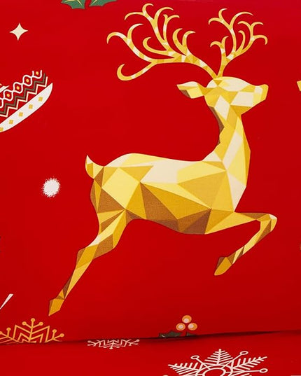 Mybedsoul Christmas Printed Red Sofa Cover Reindeer Printed Elastic Couch Cover Machine Washable Christmas Theme Red Sofa Slipcover for Living Room(2 Seater/Loveseat) Mybedsoul